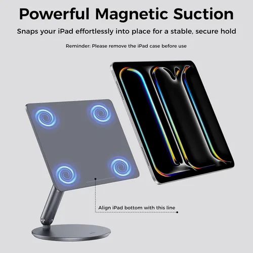 Miniatura 3 de BENKS Soporte magnético para iPad Air de 11 pulgadas M3/M2 y Air 4ª/5ª, iPad Pro de 11 pulgadas de 1ª/2ª/3ª/4ª generación, base giratoria de 360°