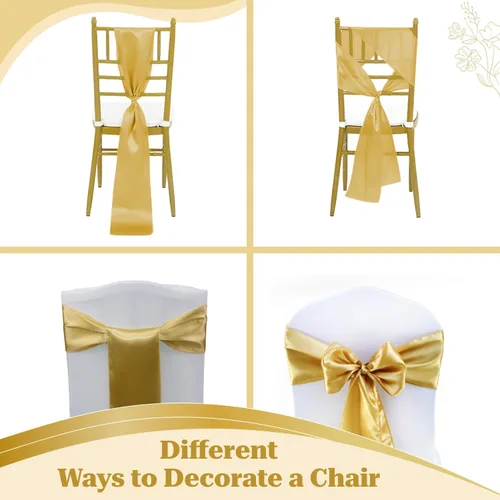 Miniatura 181 de mds - Lote de 10 lazos de satén para sillas de boda y eventos, para decoración de fiestas, 30 colores, Satin, 10 Verde oliva