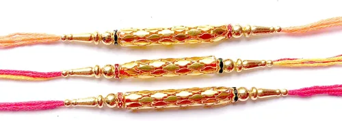 Juego de 3 pulseras Rakhi Raksha Bandhan hechas a mano Rakhee Raksha Bandhan Raksha Bandhan regalo de color y diseño pueden variar