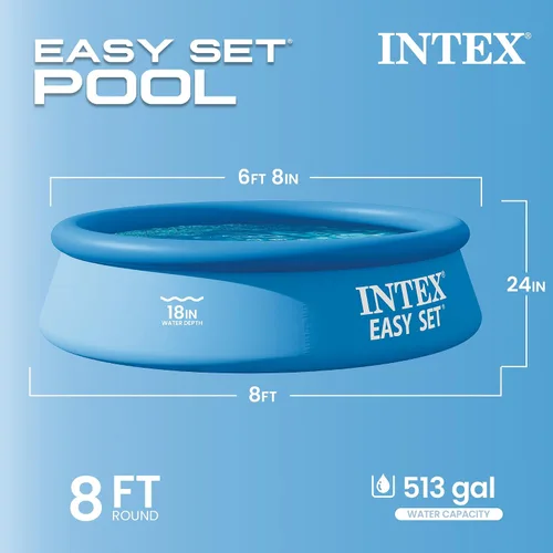 Miniatura 2 de INTEX 28107EH Juego de piscina inflable fácil de instalar: 8 pies x 24 pulgadas - Incluye bomba de filtro de cartucho de 330 GPH