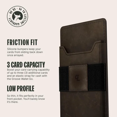 Miniatura 3 de Groove Life Groove Wallet Go - Soporte para tarjetas de crédito con tecnología de microsucción intercambiable minimalista para hombre con Magsafe