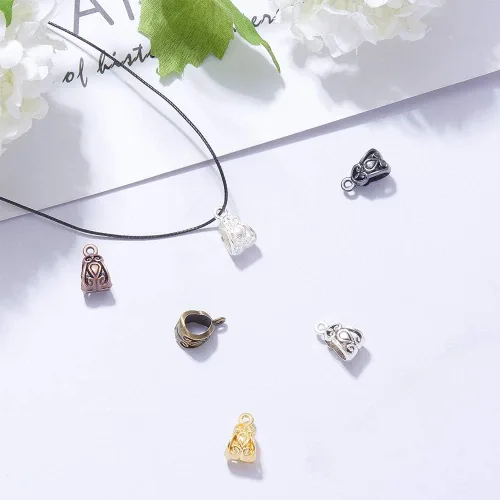Miniatura 4 de PH PandaHall 180 dijes de cuentas de fianza, 6 colores de plata tibetana, colgantes de tubo de cuentas, eslabones espaciadores, cuentas sueltas