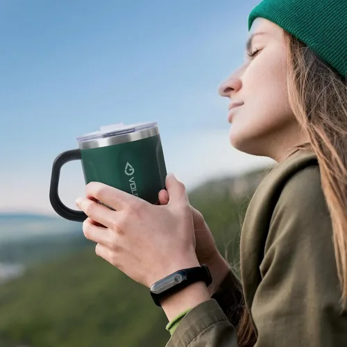 Miniatura 6 de Taza de café de 16 onzas con asa y tapa, taza de café sin BPA, mantiene el frío 6 horas y mantiene el calor 5 horas, gran taza de té para uso
