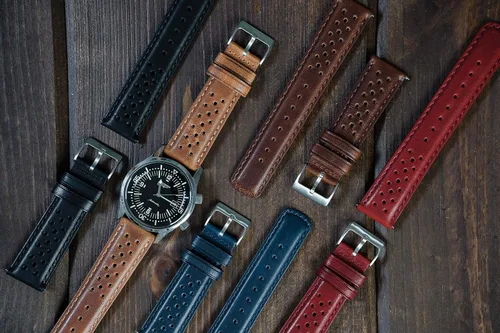 Miniatura 8 de Barton Racing & Rally Horween - Correas de cuero con barras de resorte de liberación rápida integradas, longitud estándar para muñecas de 5 a 8 a