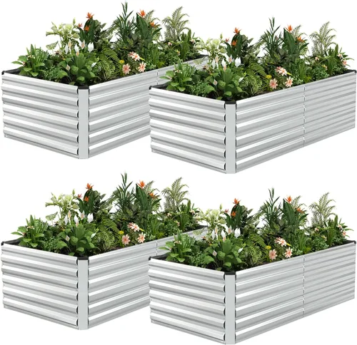 Miniatura 35 de NAVINE Cama de jardín elevada de 8 x 4 x 2 pies, macetas elevadas de metal grande, macetas para plantas al aire libre para verduras, flores