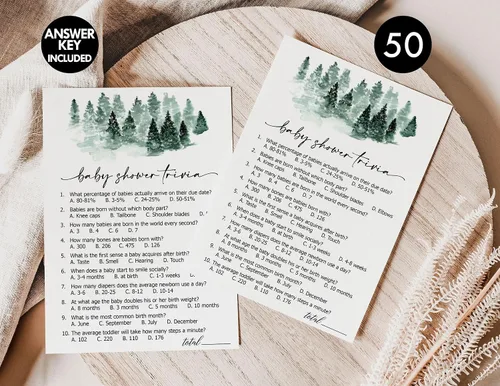 Miniatura 3 de All Ewired Up 50 trivia de baby shower (50 tarjetas) Actividad de juego divertido, género neutro niño o niña, Baby It's Cold Outside Winter