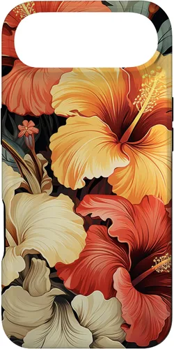 Miniatura 26 de Funda para iPhone 13 Pro Max con diseño tropical hawaiano amarillo rojo hibisco plumeria
