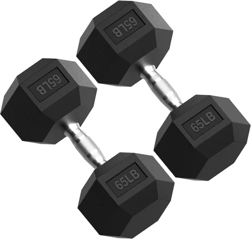 Miniatura 21 de PAPABABE HEX Juego de Mancuernas 2.5-125lb, Mancuernas de Gimnasio en Casa con Revestimiento de Goma, Mancuernas de Pesas para Ejercicio y Fitness