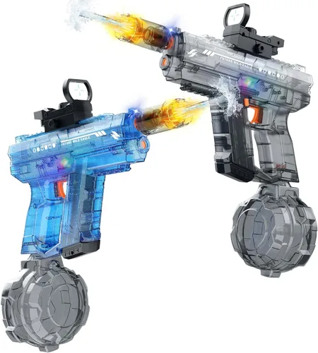 Vmiya Pistola de agua eléctrica, paquete de 2 para adultos y niños, pistola de chorro automática que se ilumina, gran capacidad de 800CC, alcance de