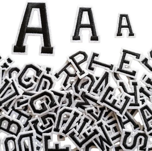 Miniatura 29 de Parches de letras para planchar de 1.3 pulgadas, 78 piezas, parches bordados del alfabeto A-Z para ropa, chaquetas, sombreros, mochilas, jeans
