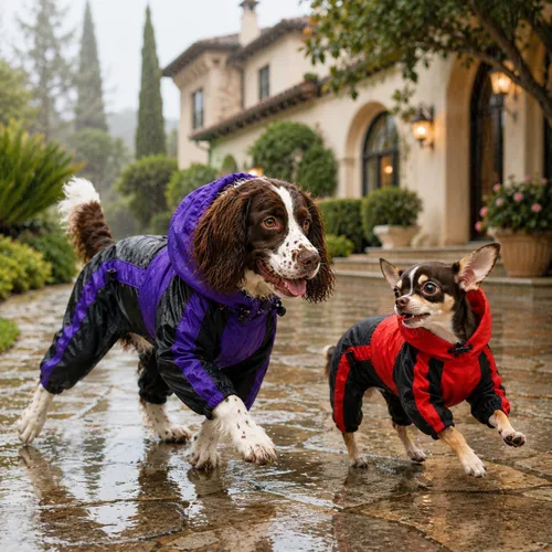 Miniatura 6 de Ropa para mascotas, ropa para perro, ropa para lluvia, nieve, impermeables, cuatro patas, impermeable para perros pequeños, medianos, grandes, Rojo
