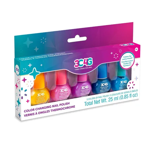 3C4G Make It Real - Juego de esmaltes de uñas que cambian de color para niñas y adolescentes, 5 colores mágicos, no tóxicos que transforman, seguros