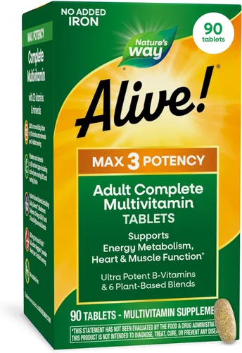 Nature's Way ¡Vivo! Max3 Potency Daily Multivitamin, multivitaminas para adultos de alta potencia para apoyar el metabolismo de la energía celular,
