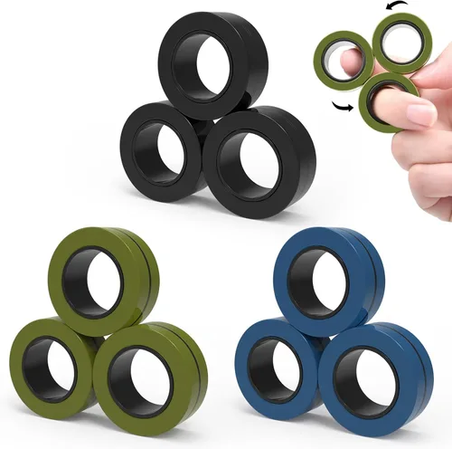 Miniatura 14 de Cevioce Juego de 15 anillos magnéticos giratorios, paquete de spinners magnéticos para ansiedad TDAH para adultos y adolescentes, juguete de alivio