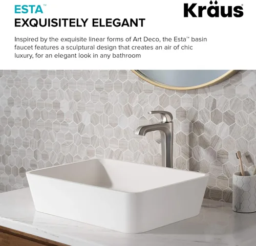 Miniatura 6 de KRAUS Esta grifo de baño de una sola manija con drenaje emergente en acero inoxidable sin manchas, KVF-1210SFS