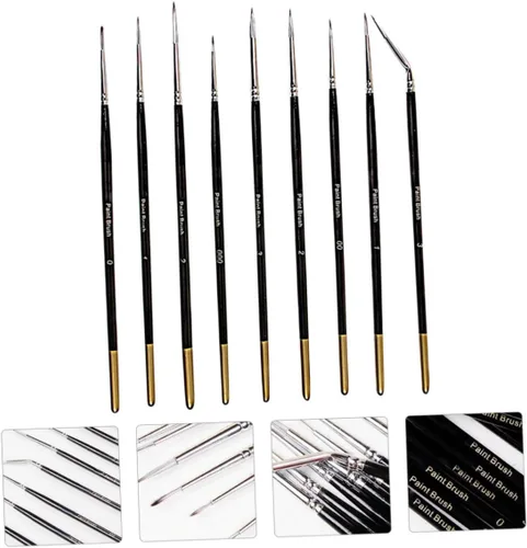 Miniatura 5 de NUOBESTY Juego de 9 pinceles de acuarela para pintura de detalles para arte en miniatura, bolígrafos de dibujo de acuarela profesionales