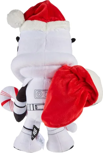 Miniatura 4 de Mattel Muñeco y adorno de Star Wars Stormtrooper, juguete suave de 10 pulgadas con gorra de Santa, bastón de caramelo y saco que almacena