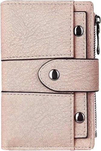 Miniatura 10 de Cartera pequeña de cuero para mujer con bloqueo RFID y ventana para identificación, Gris oscuro, Classic