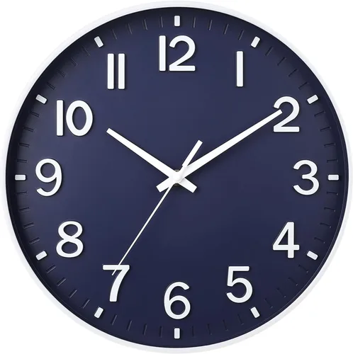 Miniatura 21 de HZDHCLH Reloj de pared de cuarzo moderno, funciona con pilas, 12 pulgadas, silencioso, sin tictac, números 3D, reloj redondo para pared, reloj