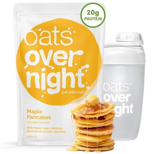 Miniatura 8 de Oats Overnight - Panqueques de arce - Vegano, 0.71 oz de proteína, batido de desayuno alto en fibra - Sin gluten, avena sin OMG (2.5 oz por comida)