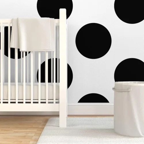 Miniatura 6 de Papel tapiz para despegar y pegar, diseño de lunares, círculos negros y blancos, moderno, geométrico, extraíble, por Spoonflower