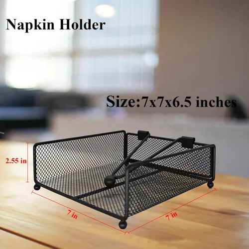Miniatura 2 de Servilletero para mesa, servilletero de granja con bola de hierro con brazo pesado, para cocina, hogar, encimera, bar, restaurante (hierro negro)