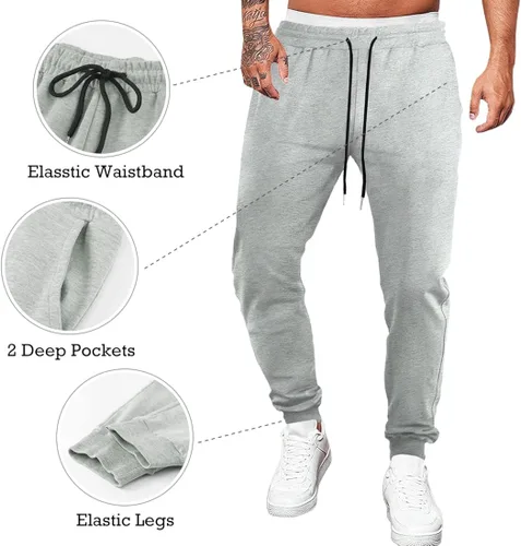 Miniatura 3 de Renaowin Pantalones deportivos para hombre, ligeros, ajustados, con cordón en la cintura, con bolsillos, para entrenamiento, correr, gimnasio, a