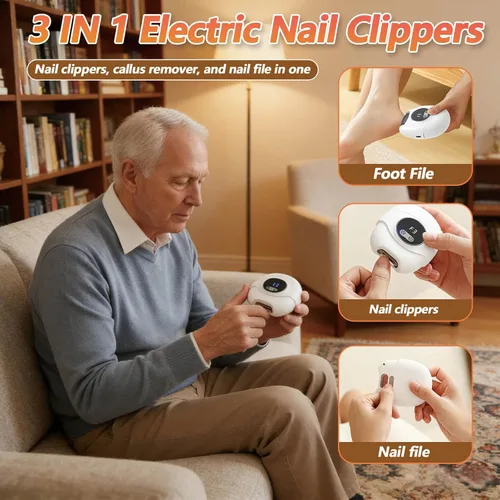 Miniatura 2 de Cortaúñas eléctrico 3 en 1, recortador de uñas con función de eliminación de capullo, almacenamiento de restos de uñas, herramienta de cuidado