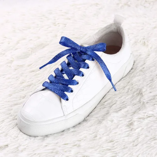 Miniatura 2 de Allegra K Zapatillas planas brillantes y brillantes con purpurina y cordones para zapatos, Metálico