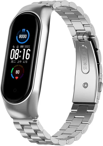 Miniatura 4 de PINHEN Correa de reloj compatible con Xiaomi Mi Band 7, correas de repuesto de metal de acero inoxidable para Mi Band 7
