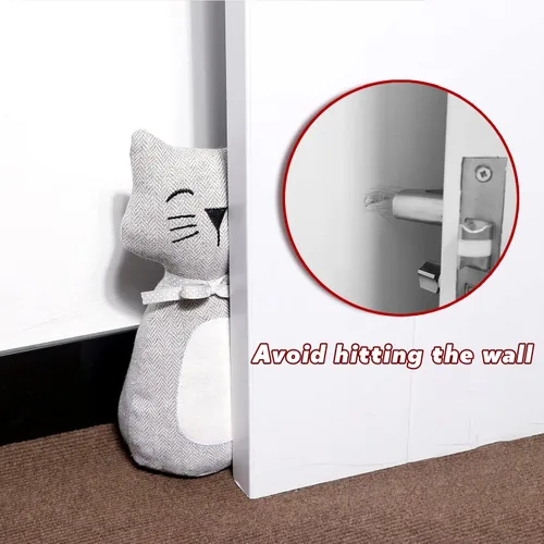 Miniatura 6 de Lindo Tope Decorativo para Puerta para Piso de Casa y Oficina, Topes de Puerta de Tela con Animales Ponderados, Protectores de Pared Pesados, Gato