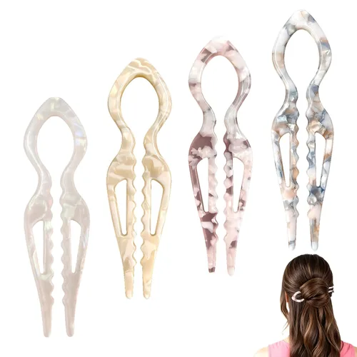 Miniatura 8 de 4 horquillas de pelo francés Prestige para mujer, pinzas de acetato para cabello grueso, fino y fino, pasadores decorativos para moño en negro