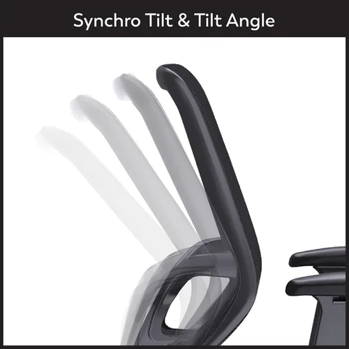 Miniatura 5 de WorkPro Silla de oficina ergonómica de malla y malla con respaldo medio, negro/negro, compatible con BIFMA