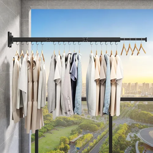 Miniatura 6 de Estante de secado de ropa montado en la pared, estante de secado de ropa plegable, estante de secado plegable retráctil para colgar ropa