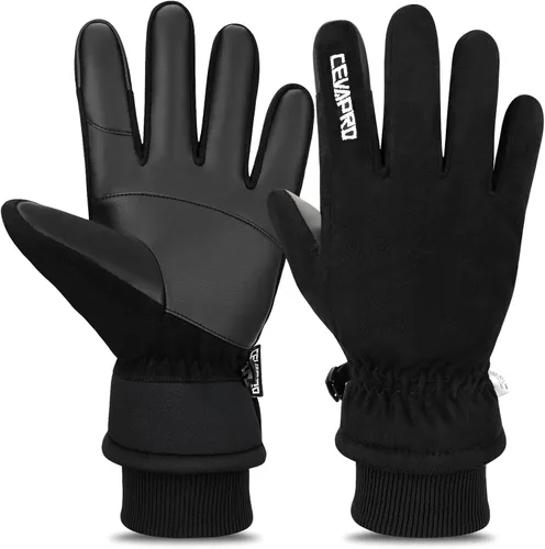 Cevapro Winter Thermal Gloves for Men Women, -20 Anti-Slip Waterproof Deerskin Suede Insulated Touchscreen Gloves.