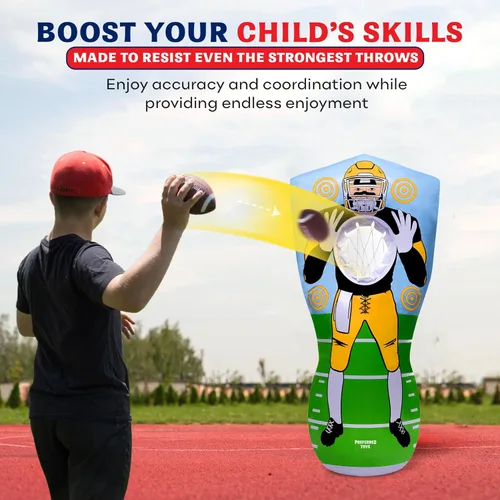 Miniatura 6 de Preferred Toys Juego inflable de fútbol de 65 pulgadas, juego de lanzamiento de red de doble cara con mini bolas, juguete deportivo para fiestas