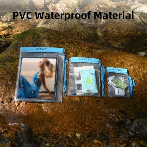 Miniatura 3 de YUMQUA Bolsa impermeable transparente, bolsa impermeable para documentos, soporte para pasaporte, funda hermética para mapas, bolsa impermeable a