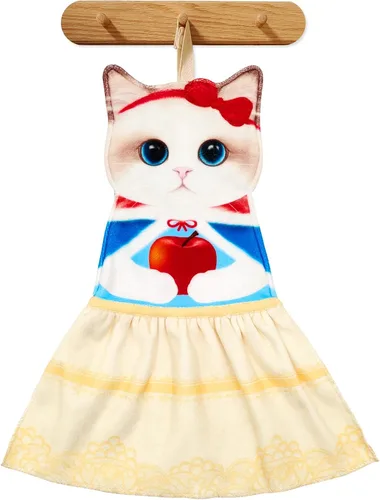 Miniatura 14 de PAT JUUMG - Toallas graciosas de mano con forma de gato para decoración de baño y cocina, toallas decorativas colgantes para la cara, súper