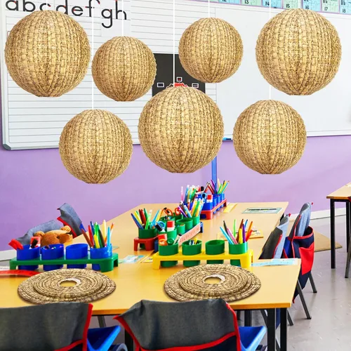 Miniatura 6 de Qeeenar - 9 linternas de papel de arpillera para el regreso a clases, 8, 10, 12 pulgadas, faroles chinos de arpillera bohemios, decoración de granja