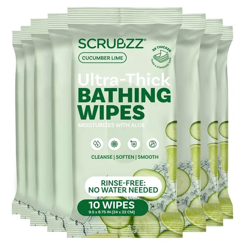Miniatura 9 de Toallitas de baño extra grandes sin enjuague para adultos - 40 paños desechables para limpieza corporal para hombres, mujeres y personas mayores