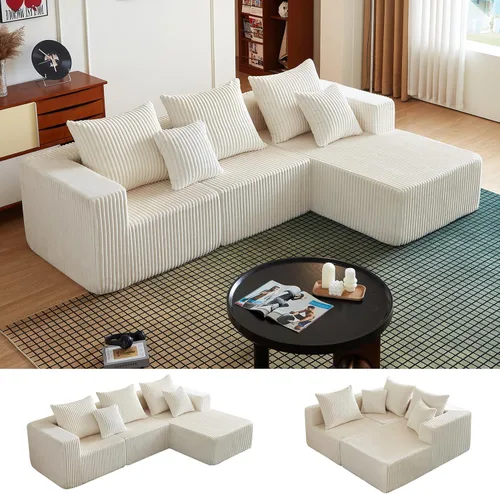 Miniatura 11 de Sofás seccionales de 102" para sala de estar, sofá nube sin estructura, sofá en forma de L con asiento profundo de gran tamaño, sofá cómodo