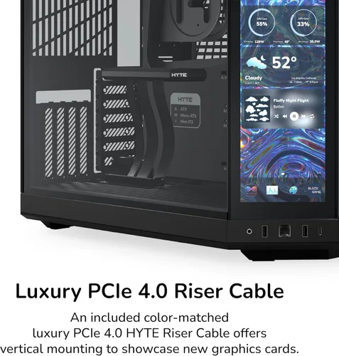 Miniatura 6 de HYTE Y70 - Caja ATX de torre intermedia Touch Infinite de doble cámara con estética moderna y pantalla táctil LCD de 2.5K integrada, color negro