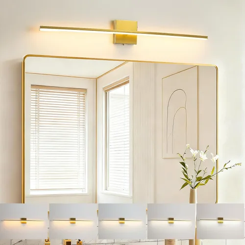 Miniatura 20 de Lámpara de tocador de baño moderna de 24 pulgadas, lámpara de baño negra de 18W sobre espejo, aplique de pared LED regulable de 5CCT para espejo
