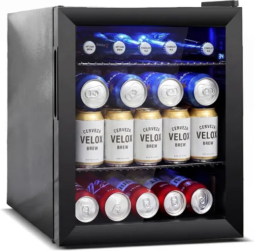 Miniatura 10 de Refrigerador de bebidas para 128 latas, 3.2 pies cúbicos con puerta de vidrio para bebidas, cerveza, soda, vino, pequeño refrigerador de cerveza