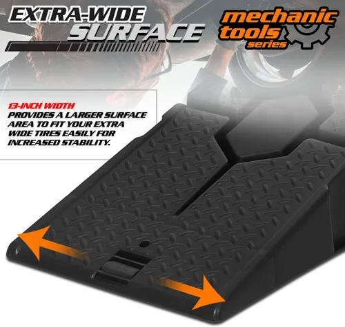 Miniatura 5 de M-AUTO Juego de 2 rampas universales para vehículos con inclinación de 2 etapas, capacidad de elevación de 2.5 toneladas (5000 libras), rampa