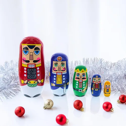 Miniatura 2 de BestPysanky Juego de 5 muñecos anidables de madera cascanueces de 5.5 pulgadas