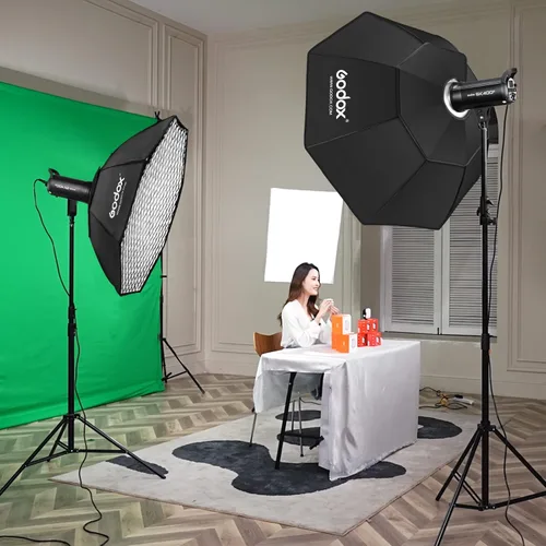 Miniatura 5 de Godox Reflector de softbox octágono FW de 47 pulgadas/120cm con rejilla de panal y bolsa para flash de luz rápida (montaje Bowens)