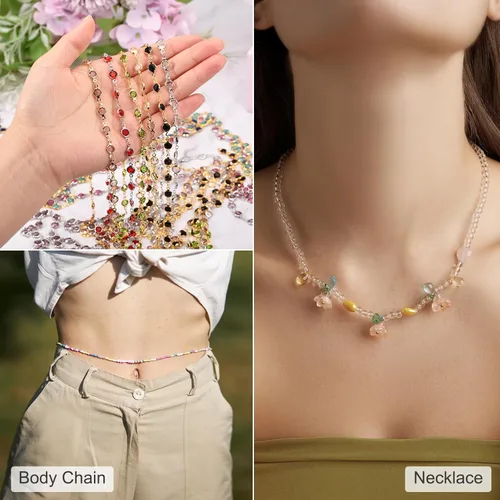 Miniatura 5 de uxcell Cadena de diamantes de imitación blancos de 2 yardas a granel con cadena de latón chapada en plata para hacer joyas, manualidades, pulseras