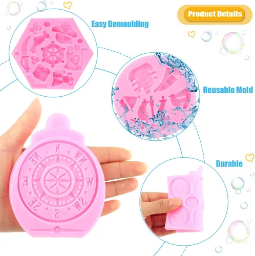 Miniatura 2 de Molde de silicona con temática pirata, moldes para fondant, brújula de chocolate, monedas del tesoro, molde de caramelo para cupcakes, decoración