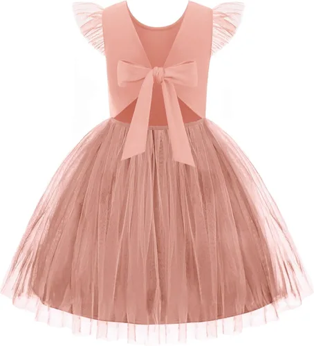 Arshiner Vestido tutú de verano para niñas pequeñas, de tul sin espalda, para fiesta, cumpleaños, vestidos de algodón, 2-6 años